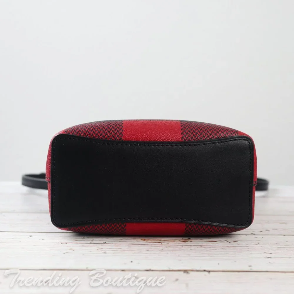 NWT Coach Mini Town Bucket Bag Crossbody With Buffalo Plaid Print - Picture 10 of 11